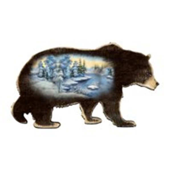 Kd Americana Winter Scenic Black Bear Wooden Decorative Door Hanger KD1774142